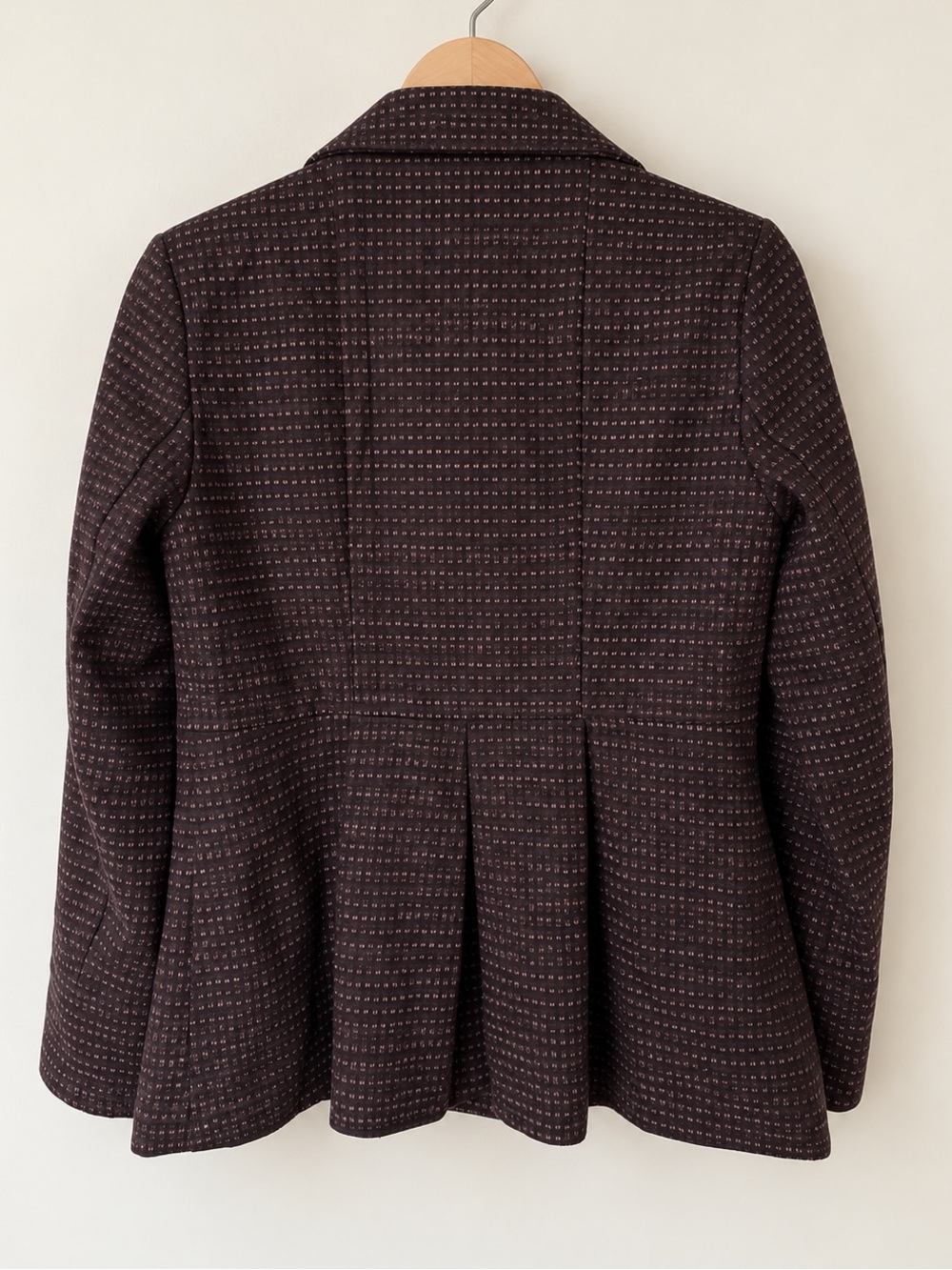 Banana Republic Wool Blend Brown Textured Woven Double-Breasted Peplum Jacket - Picture 3 of 14